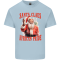 Black Santa Claus African Pride Christmas Kids T-Shirt Childrens Light Blue