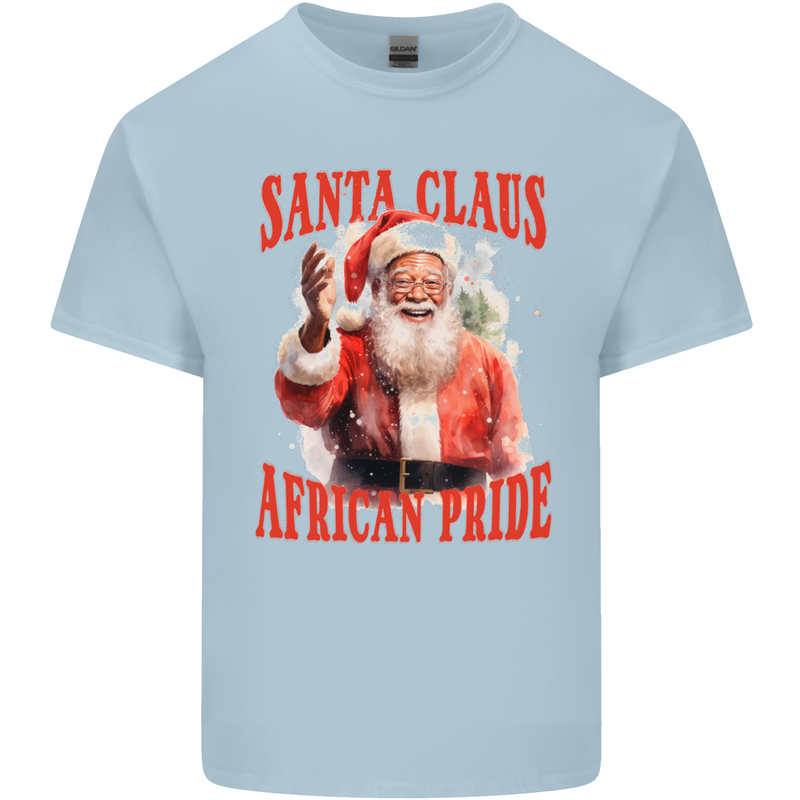 Black Santa Claus African Pride Christmas Kids T-Shirt Childrens Light Blue