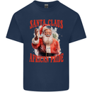 Black Santa Claus African Pride Christmas Kids T-Shirt Childrens Navy Blue