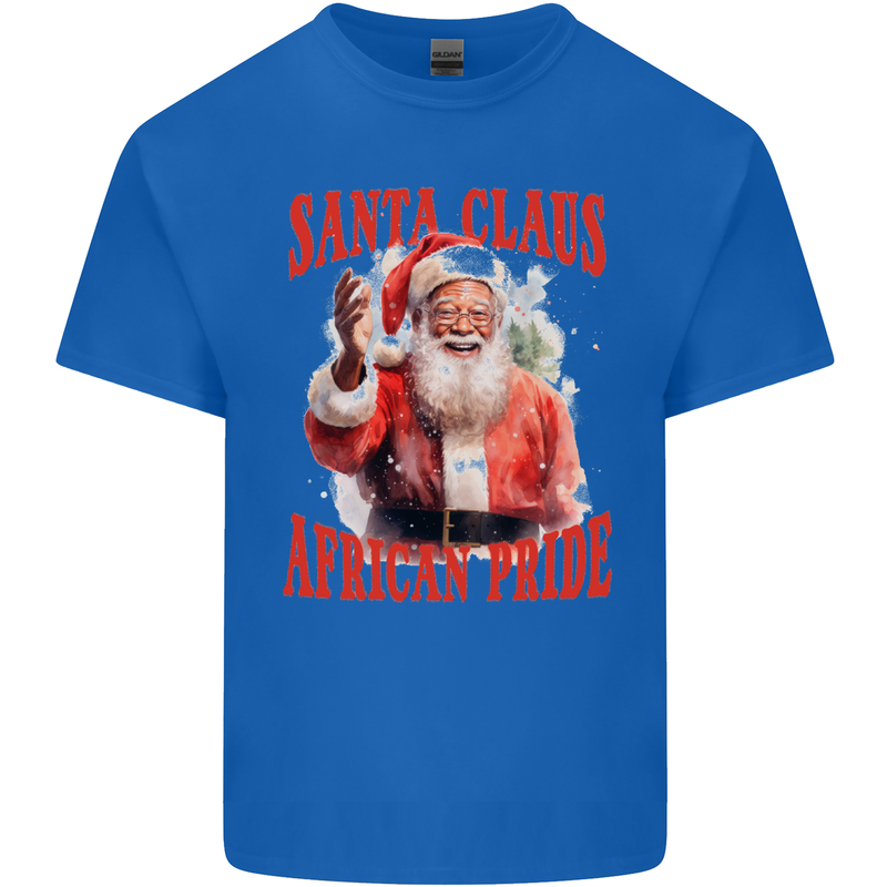 Black Santa Claus African Pride Christmas Kids T-Shirt Childrens Royal Blue