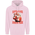 Black Santa Claus African Pride Christmas Mens 80% Cotton Hoodie Light Pink