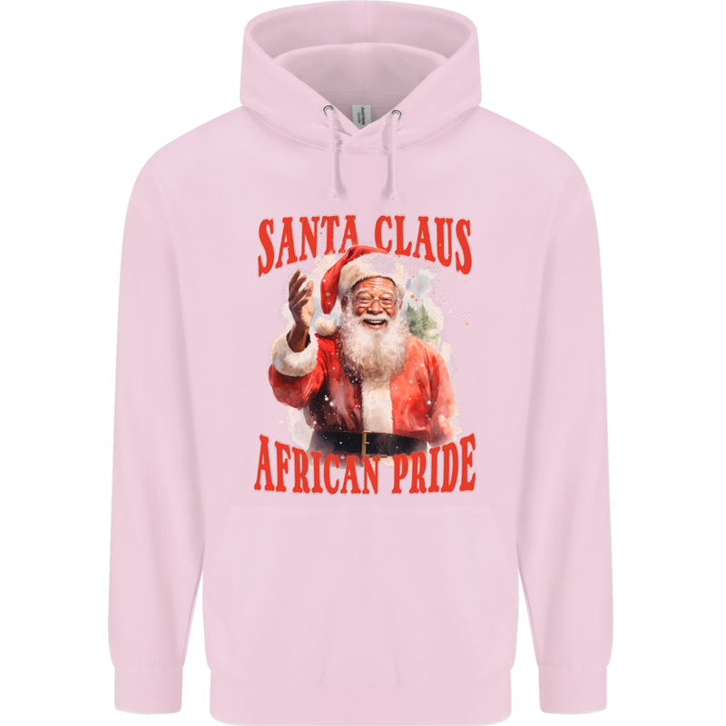Black Santa Claus African Pride Christmas Mens 80% Cotton Hoodie Light Pink