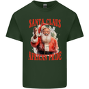 Black Santa Claus African Pride Christmas Mens Cotton T-Shirt Tee Top Forest Green