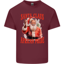 Black Santa Claus African Pride Christmas Mens Cotton T-Shirt Tee Top Maroon