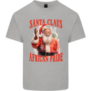 Black Santa Claus African Pride Christmas Mens Cotton T-Shirt Tee Top Sports Grey