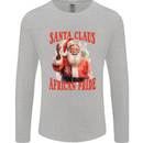 Black Santa Claus African Pride Christmas Mens Long Sleeve T-Shirt Sports Grey