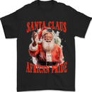 Black Santa Claus African Pride Christmas Mens T-Shirt 100% Cotton Black