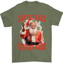 Black Santa Claus African Pride Christmas Mens T-Shirt 100% Cotton Military Green