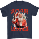 Black Santa Claus African Pride Christmas Mens T-Shirt 100% Cotton Navy Blue