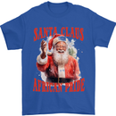 Black Santa Claus African Pride Christmas Mens T-Shirt 100% Cotton Royal Blue
