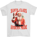 Black Santa Claus African Pride Christmas Mens T-Shirt 100% Cotton White