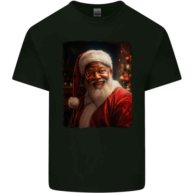 Black Santa Claus Christmas Xmas Kids T-Shirt Childrens Black