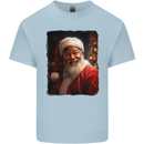 Black Santa Claus Christmas Xmas Kids T-Shirt Childrens Light Blue