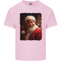 Black Santa Claus Christmas Xmas Kids T-Shirt Childrens Light Pink