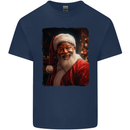 Black Santa Claus Christmas Xmas Kids T-Shirt Childrens Navy Blue
