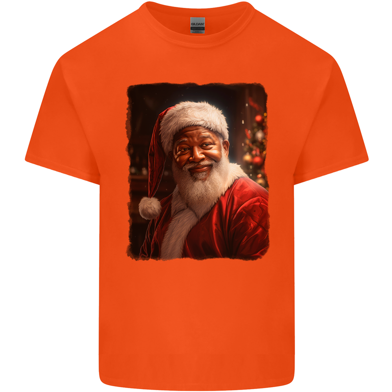 Black Santa Claus Christmas Xmas Kids T-Shirt Childrens Orange