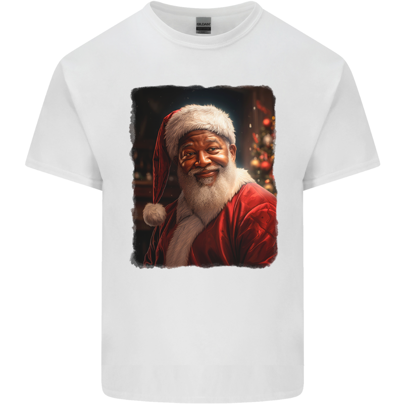 Black Santa Claus Christmas Xmas Kids T-Shirt Childrens White