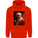 Black Santa Claus Christmas Xmas Mens 80% Cotton Hoodie Bright Red