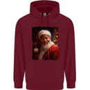 Black Santa Claus Christmas Xmas Mens 80% Cotton Hoodie Maroon