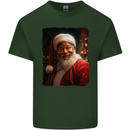 Black Santa Claus Christmas Xmas Mens Cotton T-Shirt Tee Top Forest Green