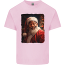 Black Santa Claus Christmas Xmas Mens Cotton T-Shirt Tee Top Light Pink