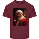 Black Santa Claus Christmas Xmas Mens Cotton T-Shirt Tee Top Maroon