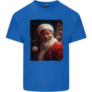 Black Santa Claus Christmas Xmas Mens Cotton T-Shirt Tee Top Royal Blue