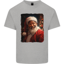 Black Santa Claus Christmas Xmas Mens Cotton T-Shirt Tee Top Sports Grey