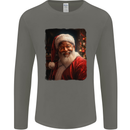 Black Santa Claus Christmas Xmas Mens Long Sleeve T-Shirt Charcoal