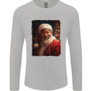 Black Santa Claus Christmas Xmas Mens Long Sleeve T-Shirt Sports Grey