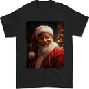 Black Santa Claus Christmas Xmas Mens T-Shirt 100% Cotton Black