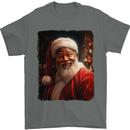 Black Santa Claus Christmas Xmas Mens T-Shirt 100% Cotton Charcoal