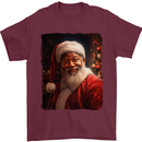 Black Santa Claus Christmas Xmas Mens T-Shirt 100% Cotton Maroon