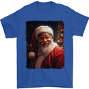 Black Santa Claus Christmas Xmas Mens T-Shirt 100% Cotton Royal Blue