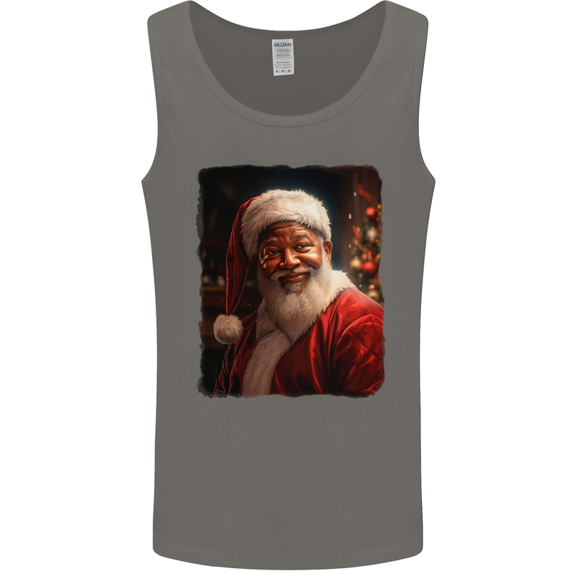 Black Santa Claus Christmas Xmas Mens Vest Tank Top Charcoal