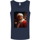 Black Santa Claus Christmas Xmas Mens Vest Tank Top Navy Blue