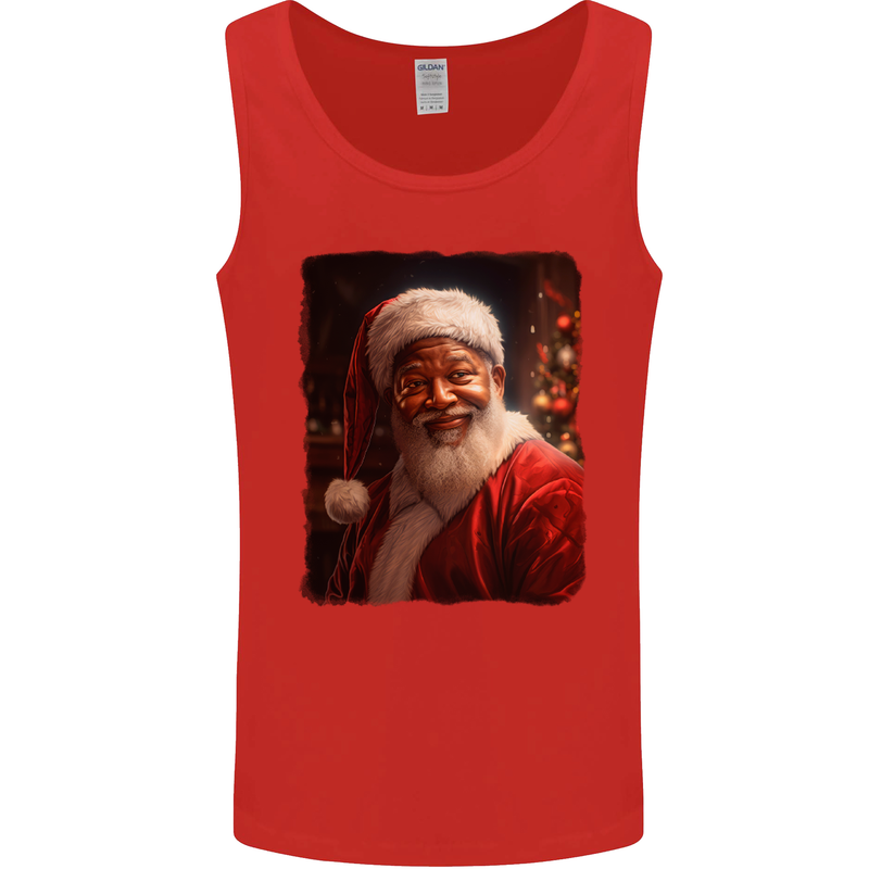 Black Santa Claus Christmas Xmas Mens Vest Tank Top Red