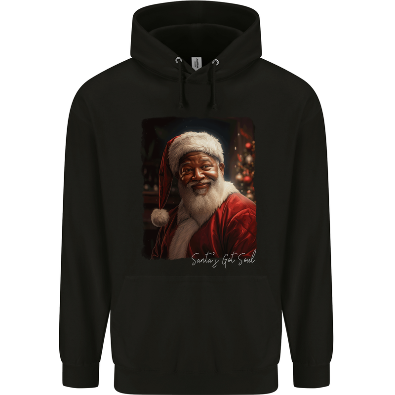 Black Santa's Got Soul Christmas Xmas Childrens Kids Hoodie Black