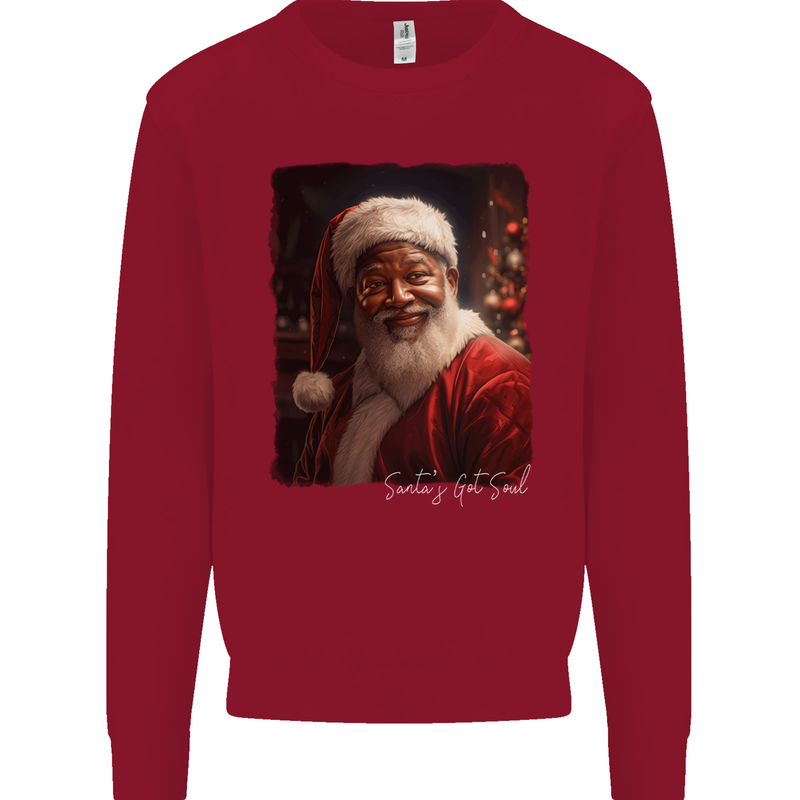 Black Santa's Got Soul Christmas Xmas Mens Sweatshirt Jumper Red
