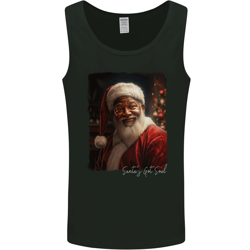 Black Santa's Got Soul Christmas Xmas Mens Vest Tank Top Black