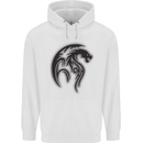 Black Tribal Tattoo Style Dragon Mens 80% Cotton Hoodie White