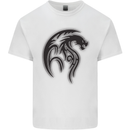 Black Tribal Tattoo Style Dragon Mens Cotton T-Shirt Tee Top White