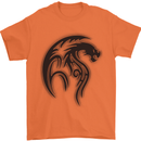 Black Tribal Tattoo Style Dragon Mens T-Shirt 100% Cotton Orange