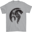 Black Tribal Tattoo Style Dragon Mens T-Shirt 100% Cotton Sports Grey
