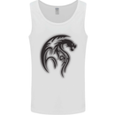 Black Tribal Tattoo Style Dragon Mens Vest Tank Top White