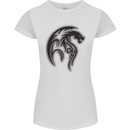 Black Tribal Tattoo Style Dragon Womens Petite Cut T-Shirt White