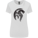 Black Tribal Tattoo Style Dragon Womens Wider Cut T-Shirt White