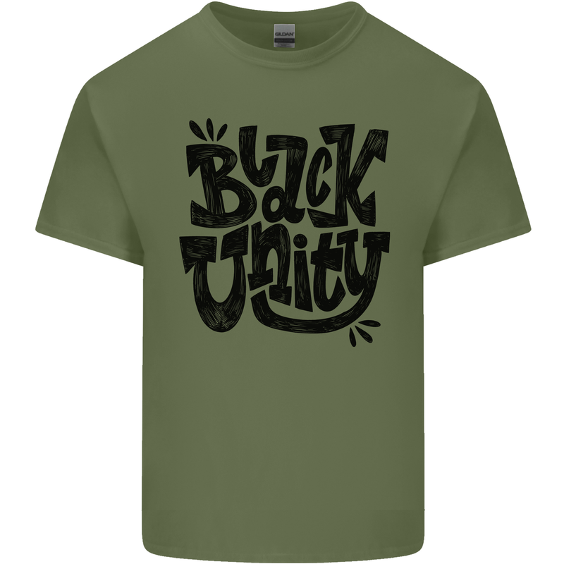 Black Unity Black Lives Matter Juneteenth Mens Cotton T-Shirt Tee Top Military Green