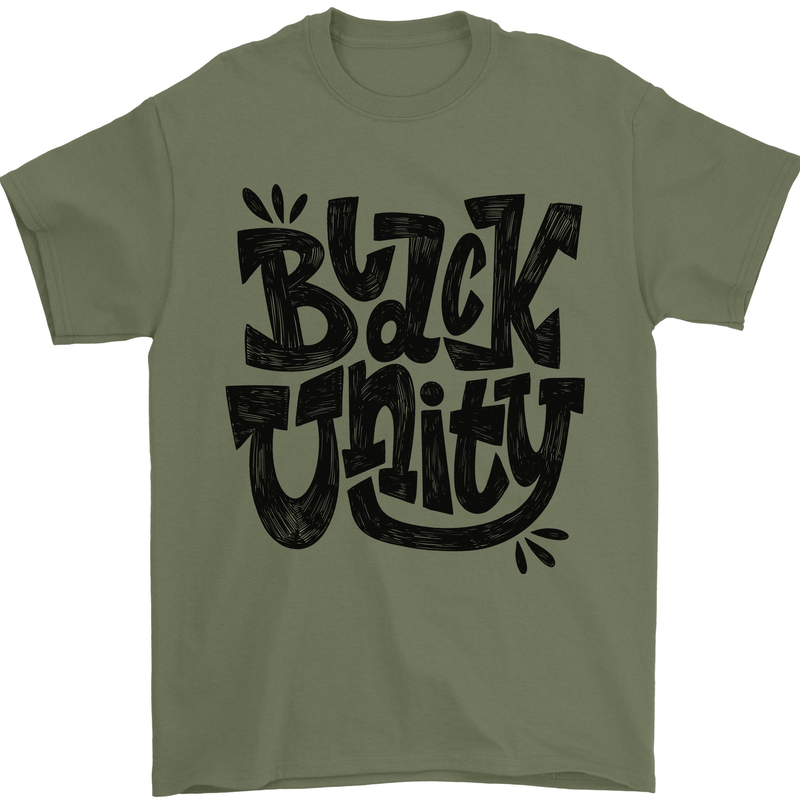Black Unity Black Lives Matter Juneteenth Mens T-Shirt 100% Cotton Military Green