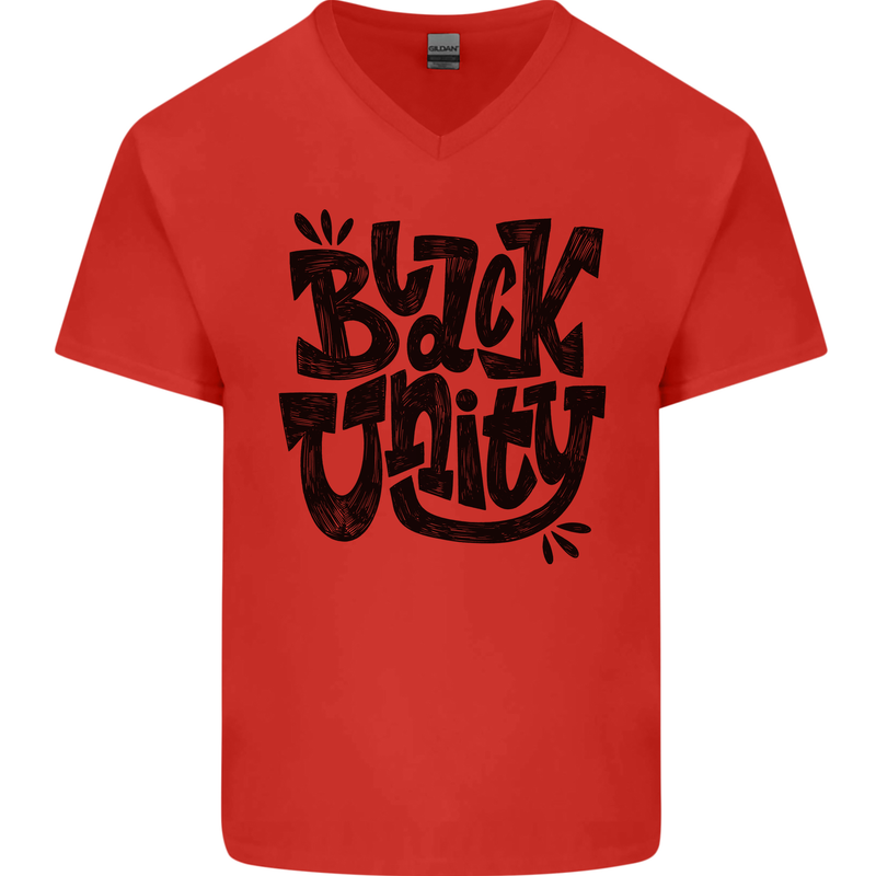 Black Unity Black Lives Matter Juneteenth Mens V-Neck Cotton T-Shirt Red